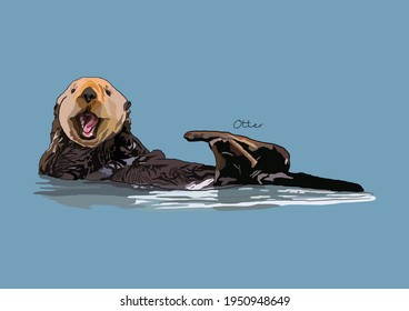 Vector Illustration of adorable Otter	