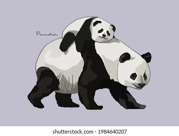 Vector Illustration of  adorable Panda