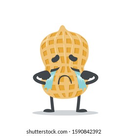 vector illustration of adorable peanut mascot crying