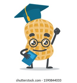 vector illustration of adorable peanut mascot, graduation 