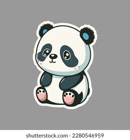 A Vector Illustration of an Adorable Sitting Panda