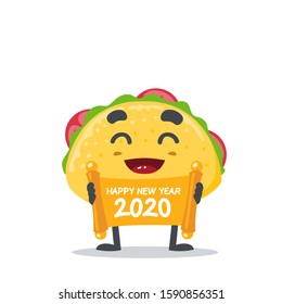 vector illustration of adorable taco mascot, celebration of new year party