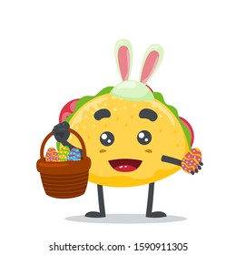 vector illustration of adorable taco mascot, wearing easter costume