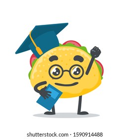 vector illustration of adorable taco mascot, happy graduation