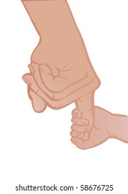 Vector illustration adult and baby's hands