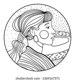 Vector illustration for adult coloring book.