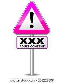 Vector illustration of adult content warning sign on white background
