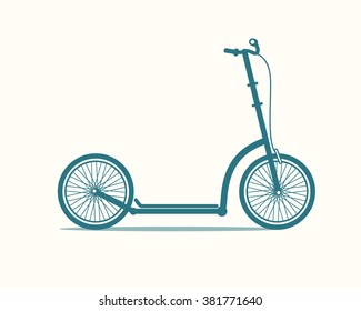 Vector illustration of an adult kick scooter made in flat style. Vector scooter icon.