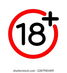 vector illustration of adults content only age restriction 18 plus years old icon on white background