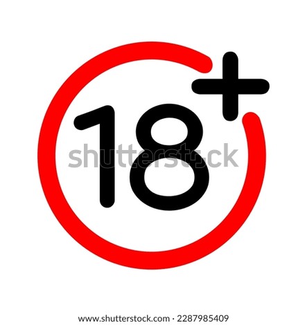 vector illustration of adults content only age restriction 18 plus years old icon on white background