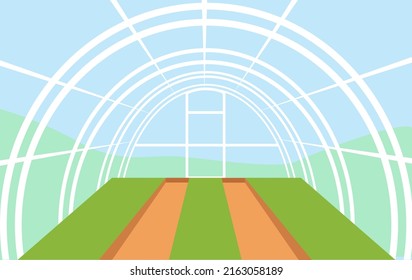 Vector illustration of advantage of greenhouse. Polyhouse cultivation in agriculture. Design template for horticulture or agronomy. Template with greenhouse farming