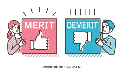 Vector illustration of advantages and disadvantages comparison