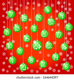 vector illustration of an advent calendar with christmas balls