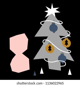 vector illustration of advent calendar page in scandibavian style for kids room
