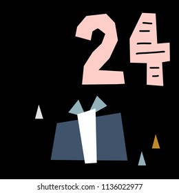 vector illustration of advent calendar page in scandibavian style for kids room