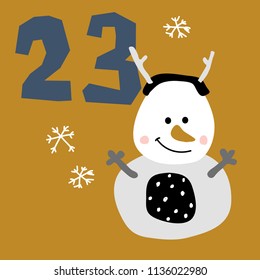 vector illustration of advent calendar page in scandibavian style for kids room