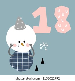 vector illustration of advent calendar page in scandibavian style for kids room
