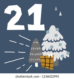 vector illustration of advent calendar page in scandibavian style for kids room