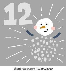 vector illustration of advent calendar page in scandibavian style for kids room