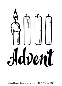 Vector illustration of Advent, Christmas time with candles.