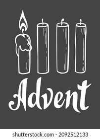 Vector illustration of Advent, Christmas time with candles