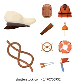 Vector illustration of adventure and sea sign. Set of adventure and travel vector icon for stock.
