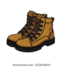 Ilustración vectorial de zapatos de aventura, zapatos de montaña, zapatos de expedición - Volver a la naturaleza