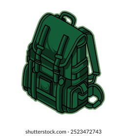 Vector illustration of adventurer bag, mountain bag, expedition bag - Back to nature