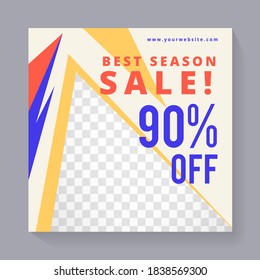 Vector illustration of advertisement Editable minimal square banner template. Suitable for social media post and web ads. Sale promotion and digital marketing. Special price, discount up to 50%.