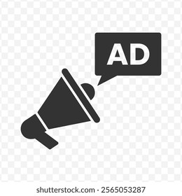 Vector illustration of advertisement 
icon in dark color and transparent background(PNG).