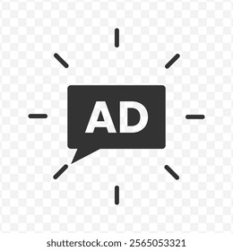Vector illustration of advertisement icon in dark color and transparent background(PNG).