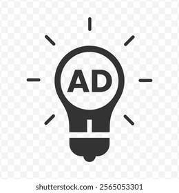 Vector illustration of advertising ideas icon in dark color and transparent background(PNG).