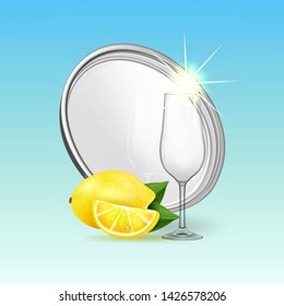 Vector illustration for advertising liquid soap, with lemon flavor.