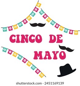 Vector illustration for advertising, poster, announcement, invitation, party, greeting card, fiesta, bar, restaurant, menu.Cinco De Mayo logo. Hand drawn lettering and chili pepper.