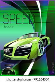 Vector illustration. Advertising poster for car racing