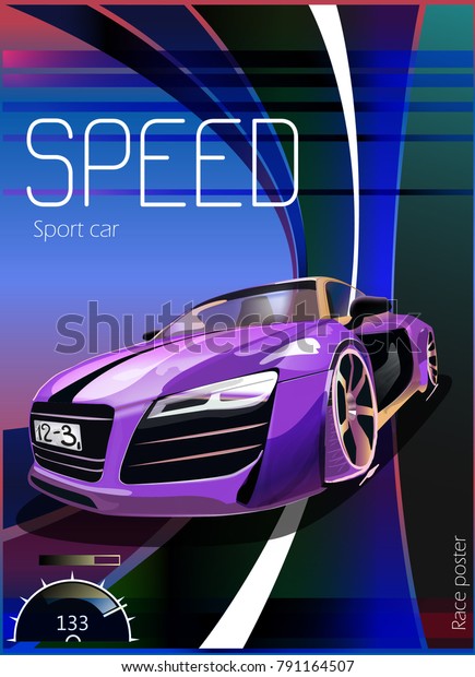 Vector
illustration. Advertising poster for car
racing