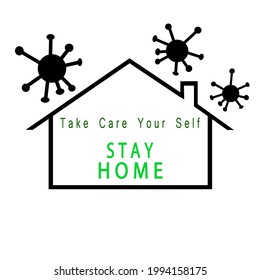 vector illustration of the advice to stay at home, stay safe and stay healthy to avoid the corona virus