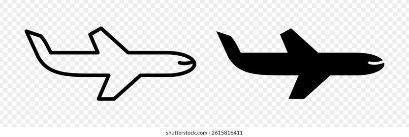 Vector illustration of Aeroplane icon set isolated on transparent background