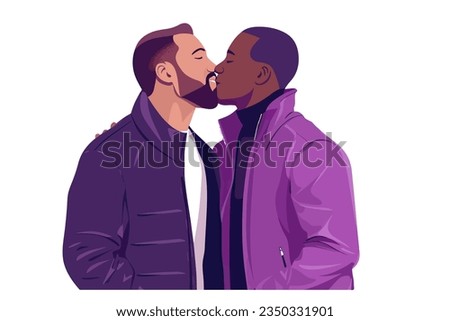 Vector illustration of an affectionate couple embracing tenderly.