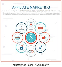 Vector illustration of affiliate marketing flat line design concept