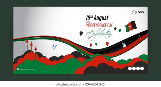 Vector illustration of Afghanistan Independence Day social media story feed mockup template