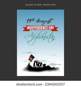 Vector illustration of Afghanistan Independence Day social media story feed mockup a4 template
