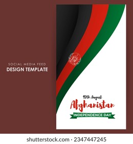 Vector illustration of Afghanistan Independence Day social media story feed mockup template