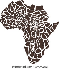 Vector illustration of Africa as a giraffe  skin