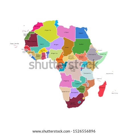 Vector illustration of Africa map with countries. Vector map.