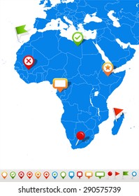 Vector illustration of Africa map and navigation icons