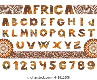 Vector Illustration Of The African Alphabet And Nubmer Set