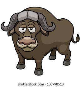 Vector illustration of African buffalo cartoon