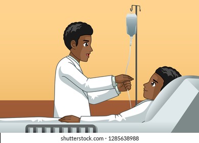 A vector illustration of African Doctor With a Patient