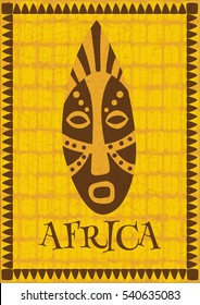 vector illustration of an african face on stylized tribal background